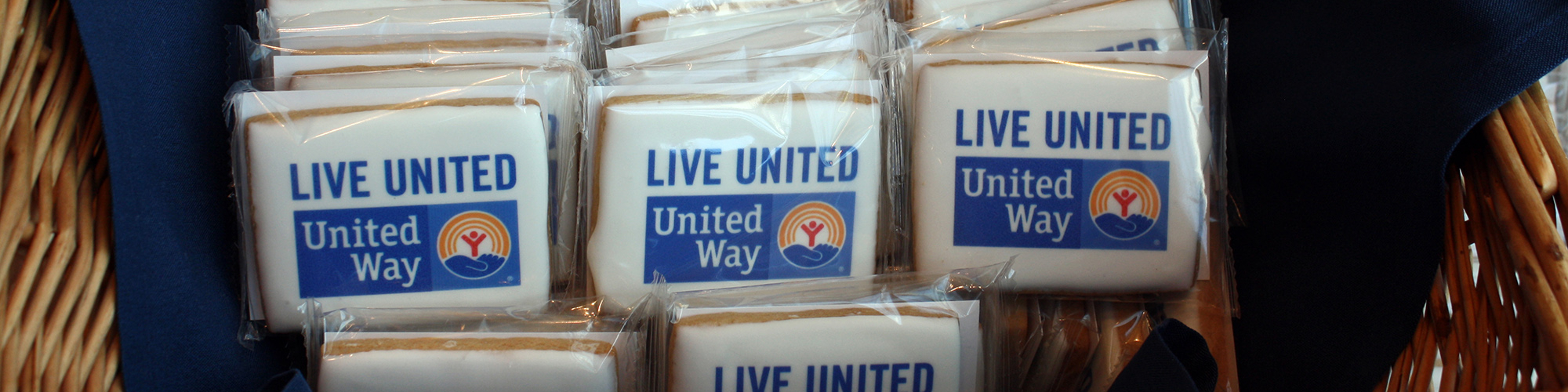 United Way iced cookies in a basket
