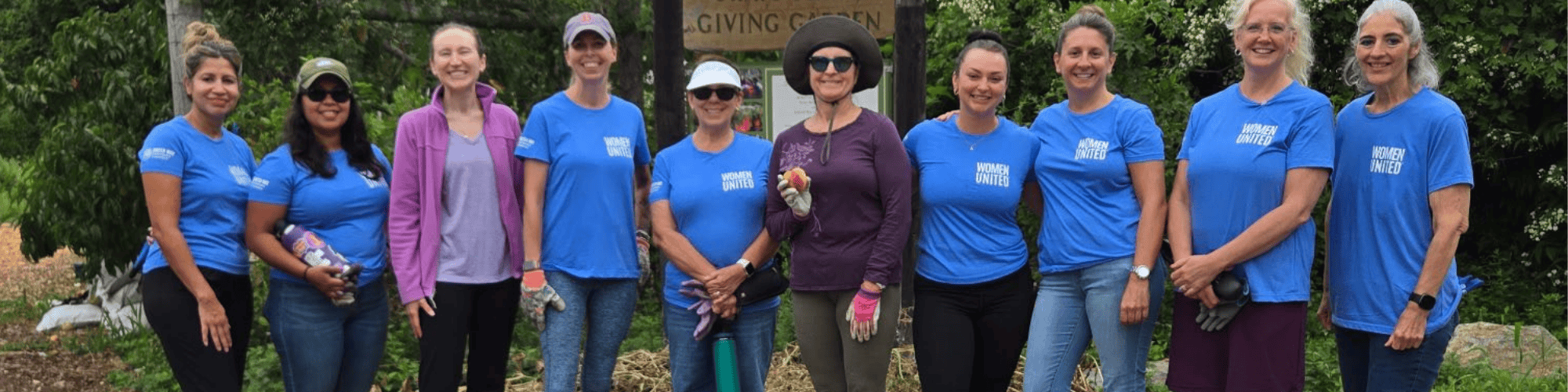 Women United members volunteering at the Craig Floyd Giving Garden at Coogan Farm