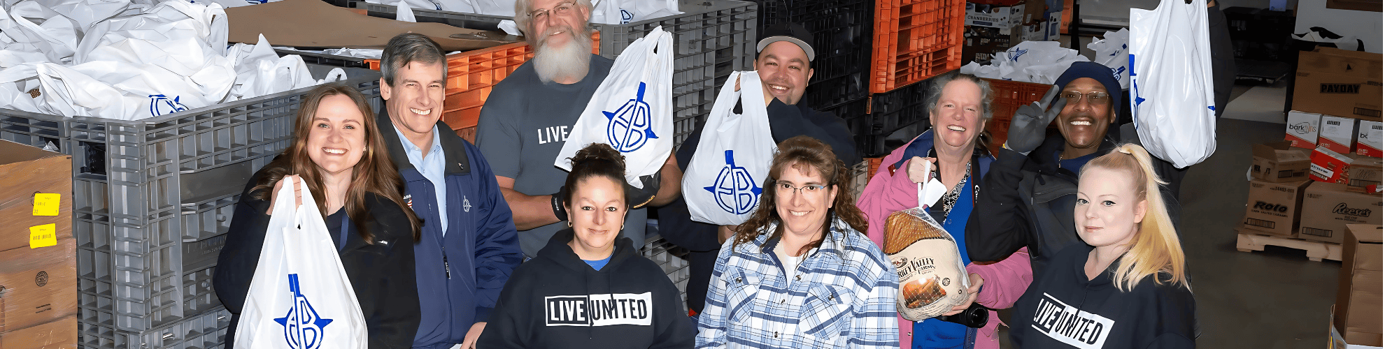 Electric Boat's turkey donation at the Food Center warehouse
